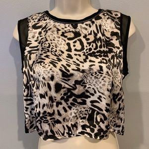 Leopard print crop with sheer panel and back